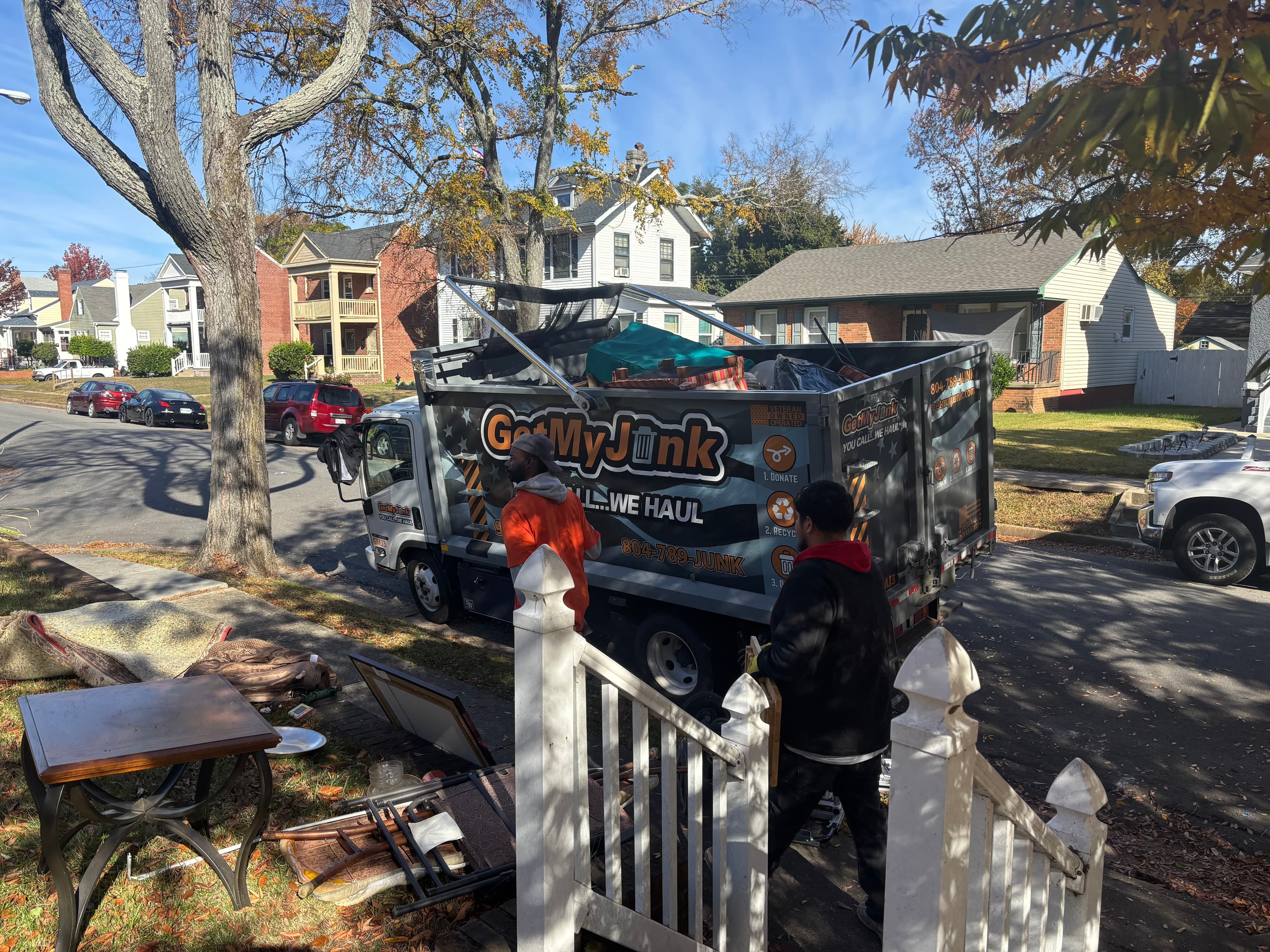 Get My Junk truck with full load of junk removal items in Richmond VA